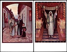 1920'S JUDAICA  POSTCARDS X2   JEWISH  CARACTERS UNUSED COMBINE SHIPPING picture