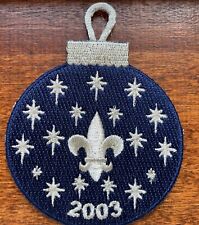 Vintage BSA 2003 Patch: Blue&Silver Christmas Ornament w Loop for pocket button picture