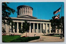 The Oho State Capitol Building Columbus Ohio Postcard Posted 1963 American Flag picture