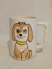 Vintage Japan Napcoware White Dog Coffee Cup Mug With Lenticular Eyes Kitschy picture
