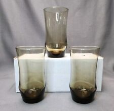 Vintage Libbey Apollo Tawny Brown 13 oz Flat Tumblers Highball Glasses Set of 3 picture