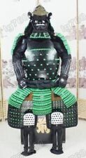 Stylish Wearable Japanese Armor Suit Rustung Samurai Iron Silk Green & Black O08 picture