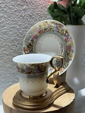 VTG Royal Sealy Fine China Tea Cup & Saucer Victorian Scene With Display Stand picture