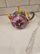 Vintage Pansy Multicolor Flower Tea Pot Tea Party Ambiance Collection Ceramic  picture