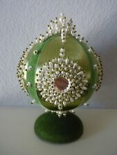 Vtg Sequins & Beaded Music Box Christmas Tabletop Ornament Plays 'Silent Night' picture