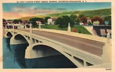 Postcard NY Binghamton East Clinton Street Bridge 1941 Linen Vintage PC H9711 picture