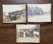 Hudson Valley NY Early 1900's Trolley & Horse Carriage Antique Photos Lot of 3 picture