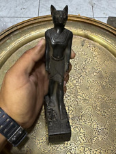 RARE ANCIENT EGYPTIAN ANTIQUITIES Black Statue Of Goddess Bastet Cat Egyptian BC picture