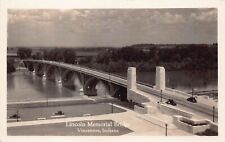 RPPC Vincennes IN Lincoln Memorial Bridge Wabash River Photo Vtg Postcard B60 picture