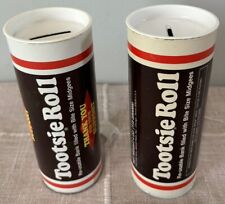 Vintage Tootsie Roll Tube Coin Bank Cardboard Tube Metal End Empty 6in High picture