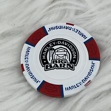 NEW White Red & Blue Poker Chip Big Barn Harley Davidson Des Moines Iowa picture