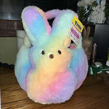 Peeps Plush Rainbow Striped Easter Bunny Basket NWT picture