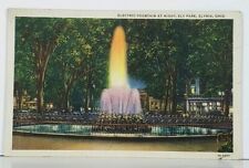 Elyria Ohio Electric Fountain at Night Ely Park Postcard J12 picture