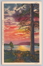 Postcard ME Moosehead Lake Beautiful Scenic Greetings Blazing Sunset Clouds I7 picture