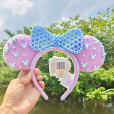 Disney Parks pink Valentines Minnie Mouse Beaded Ears Headband 2023 picture