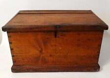 Antique English Handcrafted Solid Pine Dovetail Box Rustic Handles picture