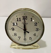 Vintage EQUITY Table alarm clock Metal Cream Gold Excellent NO KEY picture