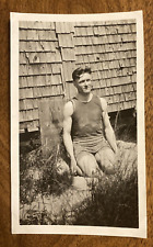 1920s Handsome Man Swimsuit Bathing Suit Fashion Gay Interest Real Photo P10s17 picture