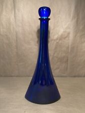 Vintage Cobalt Blue Mid Century Modern Genie Style Decanter With Stopper picture