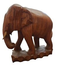 Vintage Elephant Statue Hand Carved Wooden Solid Wood 9