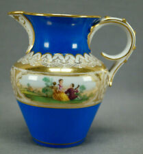 Late 19th Century Sevres Style Watteau Scene Blue & Gold Scrollwork Creamer picture