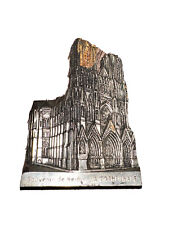 Antique 'Souvenir de Reims La Cathedrale Metal Paper Weight Vintage 4”X 3” picture
