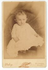 Antique c1880s Cabinet Card Foley Adorable Baby Beautiful Eyes Washington, IL picture