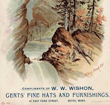 Butte MT 1889 Wishon Clothing Store Montana Pikes Peak Colorado Mountain Ad Card picture