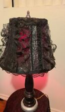 Gothic Queen Lamp Wood & Lace 25 In High Black Halloween Lace Ruffle Red Vampire picture