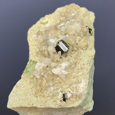 Epidote & Fluorescent White Calcite Crystals In Matrix Hebei Province CHINA 81g picture