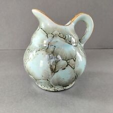 Vtg Delft Pottery Hand Painted Small Pitcher Creamer Holland Marbled Green Gold picture