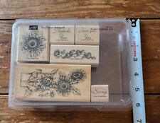 RARE 2001 Sunflower Serenade partial Stampin' Up wood mounted stamp set picture
