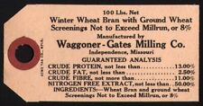 Vintage tag WAGGONER GATES MILLING CO Independence Missouri new old stock n-mint picture