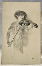Artist H.A. Wiest Unverified  | Woman w/ Violin | Gartner & Bender Pub. PM 1912 picture