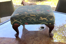 VINTAGE FOOT STOOL OTTOMAN - FABRIC COVER w/COMPOSITION BOLT-ON FEET picture