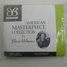 Vintage 1970s Queen Flat Sheet Erica Wilson Fern Green USA picture