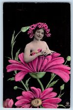 Stockton California CA Postcard RPPC Photo Pretty Girl In Pink Flowers 1909 picture