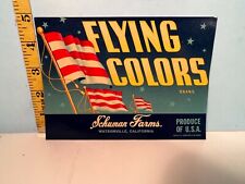 Vintage Flying Colors Brand Schuman Farms Produce USA Crate Label picture
