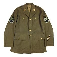WW2 US ARMY ENLISTED EM OD WOOL DRESS UNIFORM 4 POCKET JACKET IDENTIFIED picture