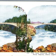 c1900s Yellowstone National Park New Concrete Bridge Horse Color Stereo Card V18 picture
