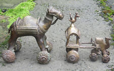 Two Vintage Solid Brass Rolling Camel Statues picture