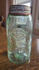 Mason's Jar SGC Patent Nov 30 1858 Rare Canning Jar Quart Size Light Green Glass picture