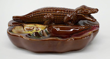 Vintage Souvenir Alligator Glazed Ceramic Ashtray picture