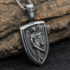 Catholic Mens Archangel St Saint Michael Medal Pendant Necklace Stainless Steel picture