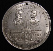 1892 GROVER CLEVELAND - ADLAI STEVENSON COLUMBIAN EXPO ALUMINUM CAMPAIGN MEDAL picture