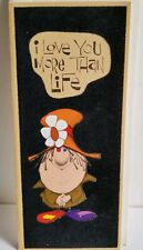 Greeting card Vtg Unused Flocked I Love You More Than Life humor Jolly Roger  picture