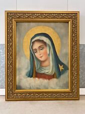 🔥 Fine Antique Old Master 19th c. Virgin Mary Madonna Icon Oil Painting, Signed picture