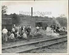 1962 Press Photo Pennsylvania Railroad Crew on Break at Train Wreck - pna22473 picture