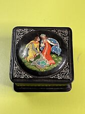 RARE VTG Palekh Hand Painted USSR Russian Miniature Lacquered Trinket Box EUC picture