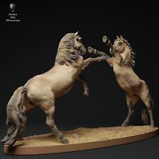 Breyer resin Model Horse Fighting Konik Horses Set Of Two- White Resin 1/9 Trad picture